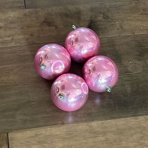 Terrain Pearlescent Christmas Balls/Ornaments Pink Set of 4